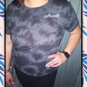 Navy blue, tie died, Embroidered  T-shirt